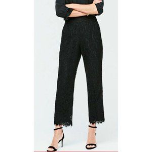 J. Crew High Rise Peyton Pull On Wide Leg Pants Black Lace 0 Tall‎ NWT $110